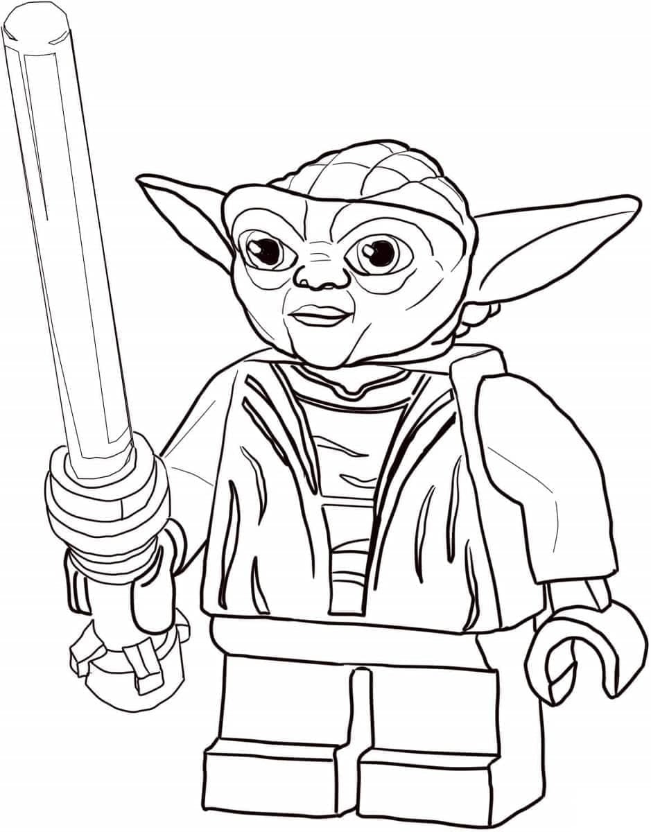 Desenho de Yoda Lego Star Wars para Colorir e Pintar