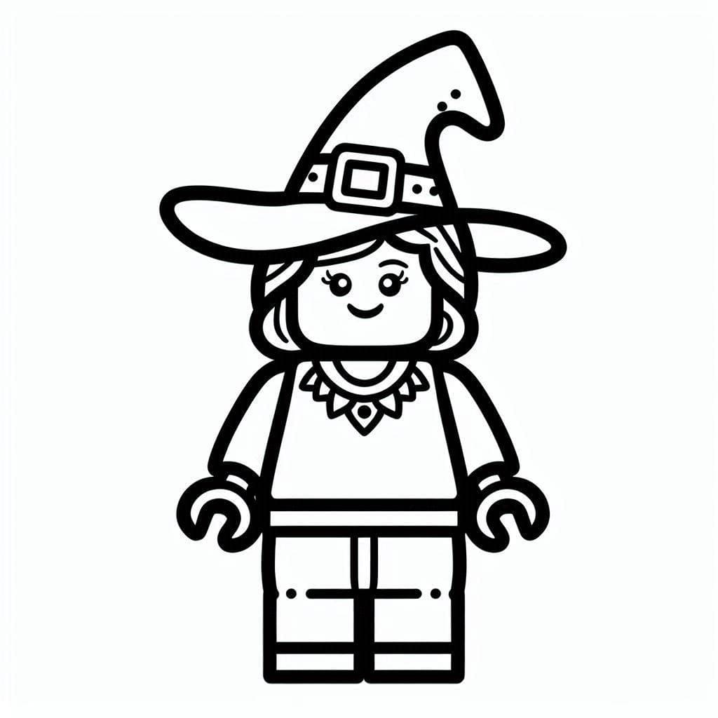 Desenho de Bruxa de Lego para Colorir e Pintar