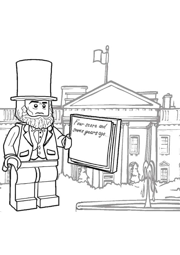 Desenho de Lego Abraham Lincoln para Colorir e Pintar