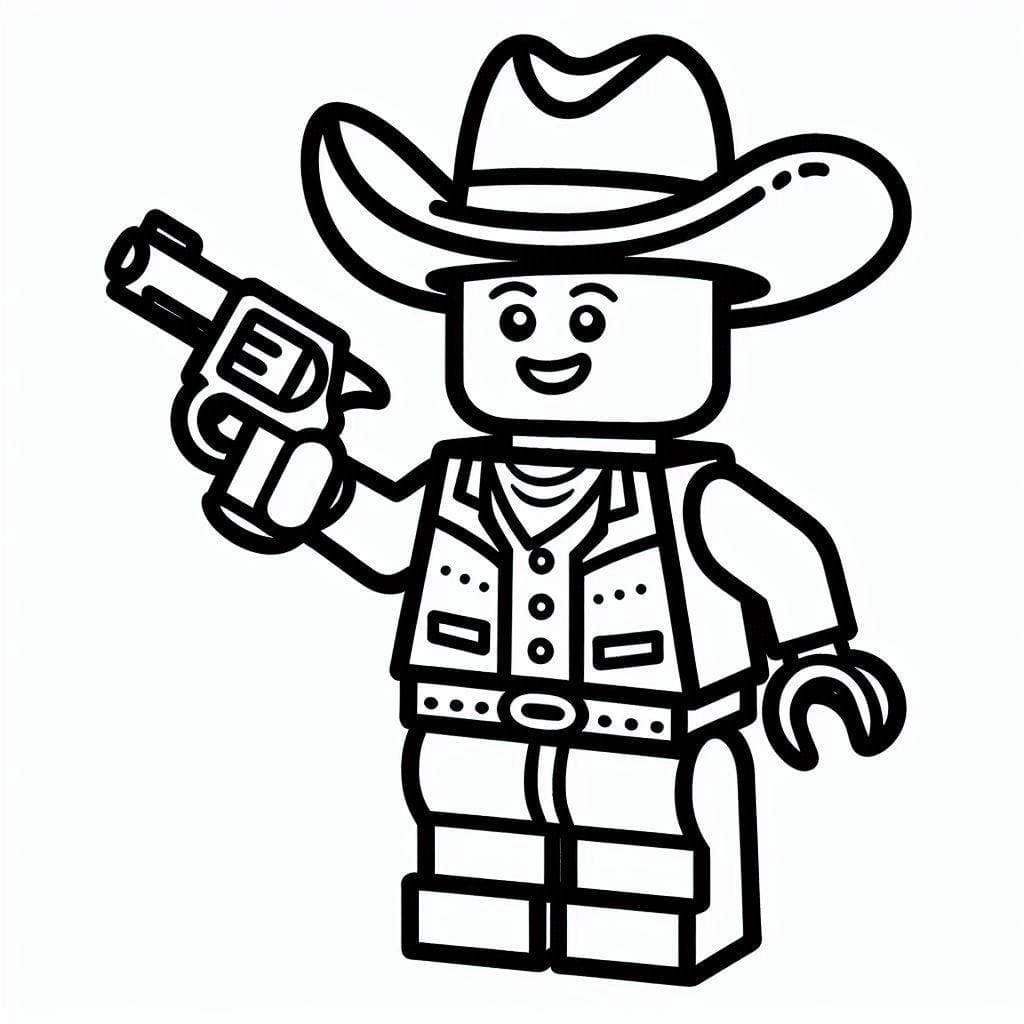 Desenho de Lego Cowboy para Colorir e Pintar