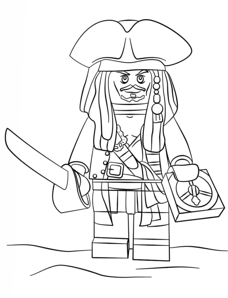 Desenho de Lego Jack Sparrow para Colorir e Pintar