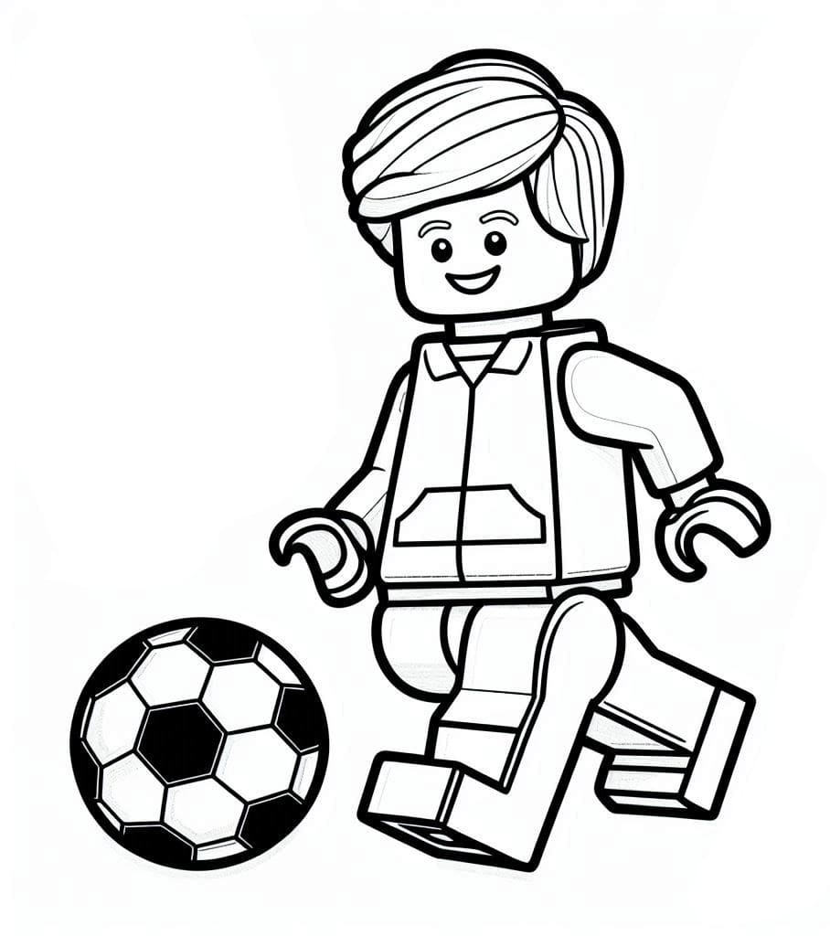 Desenho de Lego Jogá Futebol para Colorir e Pintar