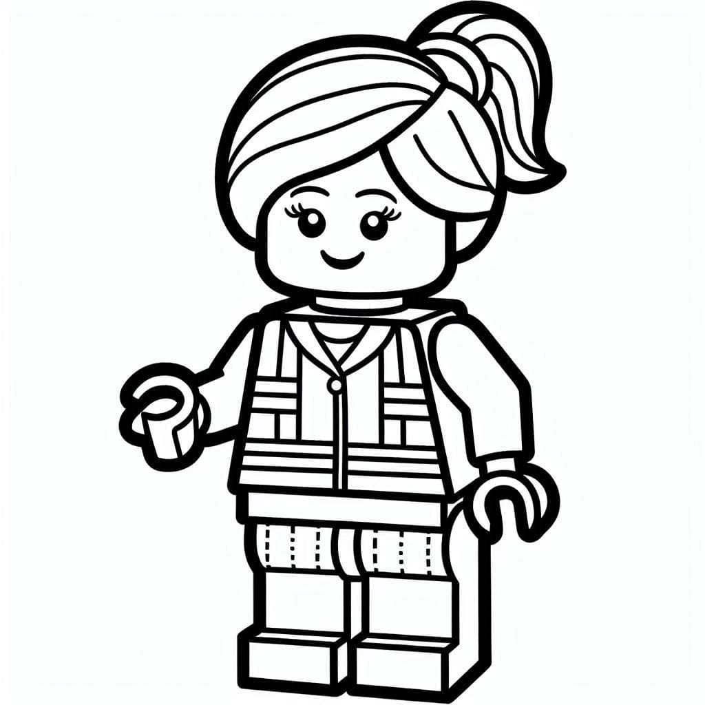 Desenho de uma Menina Lego para Colorir e Pintar