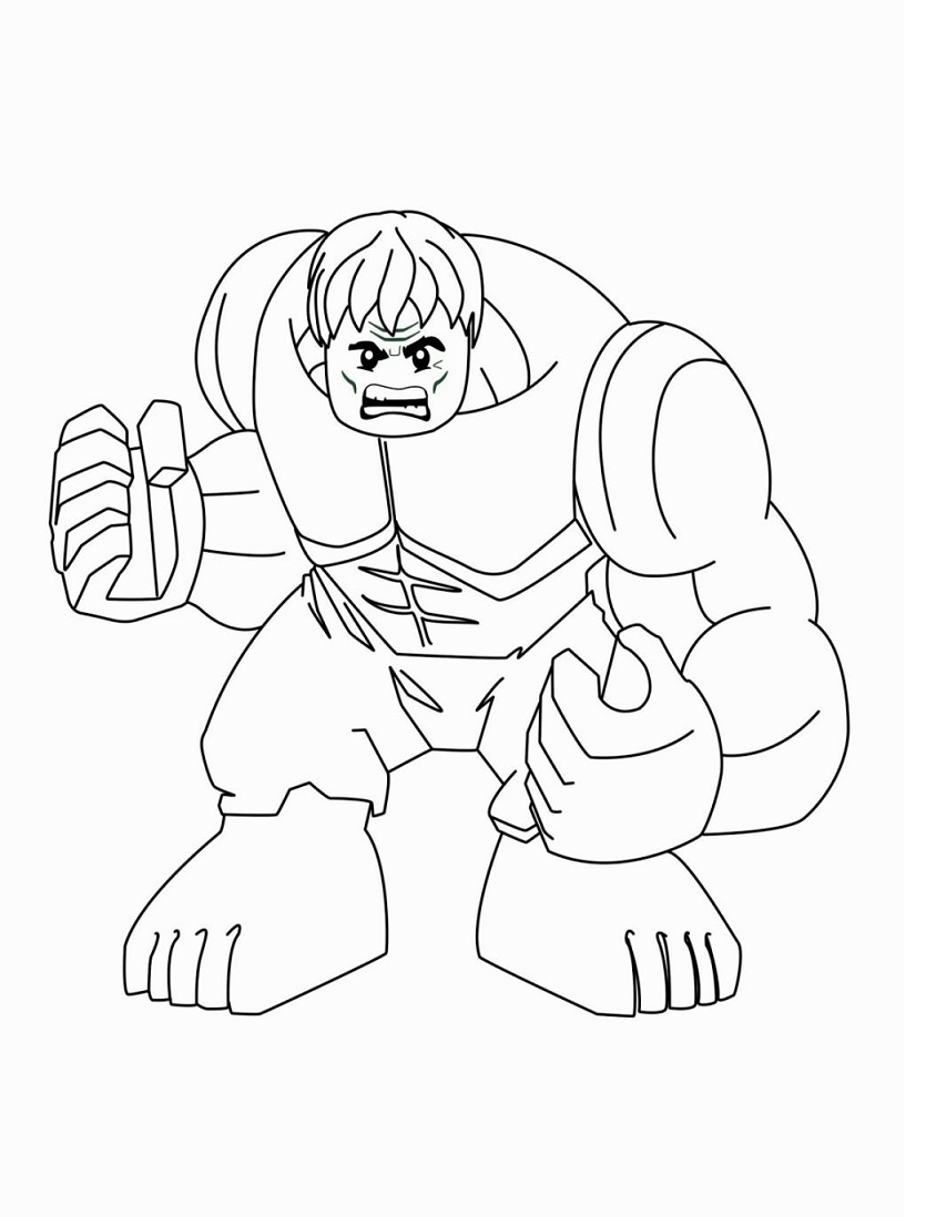 Desenho de Lego do Hulk para Imprimir e Colorir e Pintar