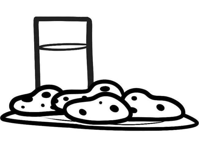 Desenho de Leite e Biscoitos para Colorir e Pintar