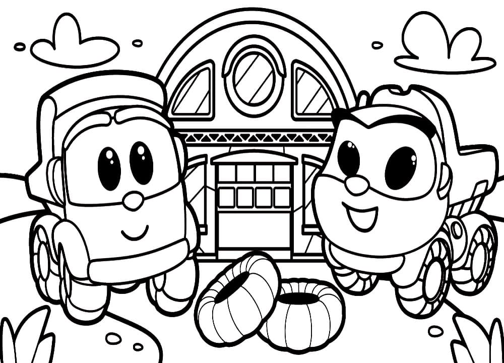 Desenho de Leo o Caminhão Infantil para Colorir e Pintar