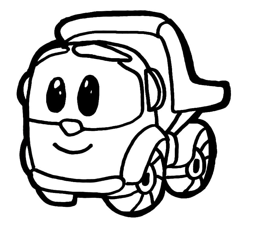 Desenho de Leo o Caminhão para Colorir Tinta Guache e Pintar