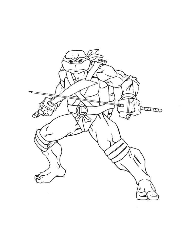 Desenho de Incrível Leonardo Tartarugas Ninja para Colorir e Pintar