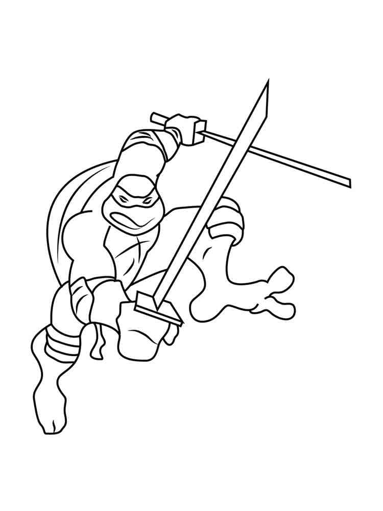 Desenho de Leonardo de Tartarugas Ninja para Colorir e Pintar