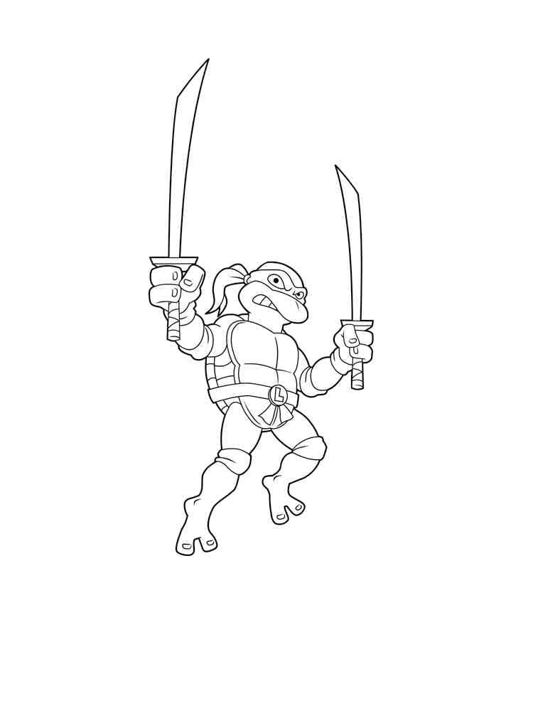 Desenho de Leonardo em Tartarugas Ninja para Colorir e Pintar