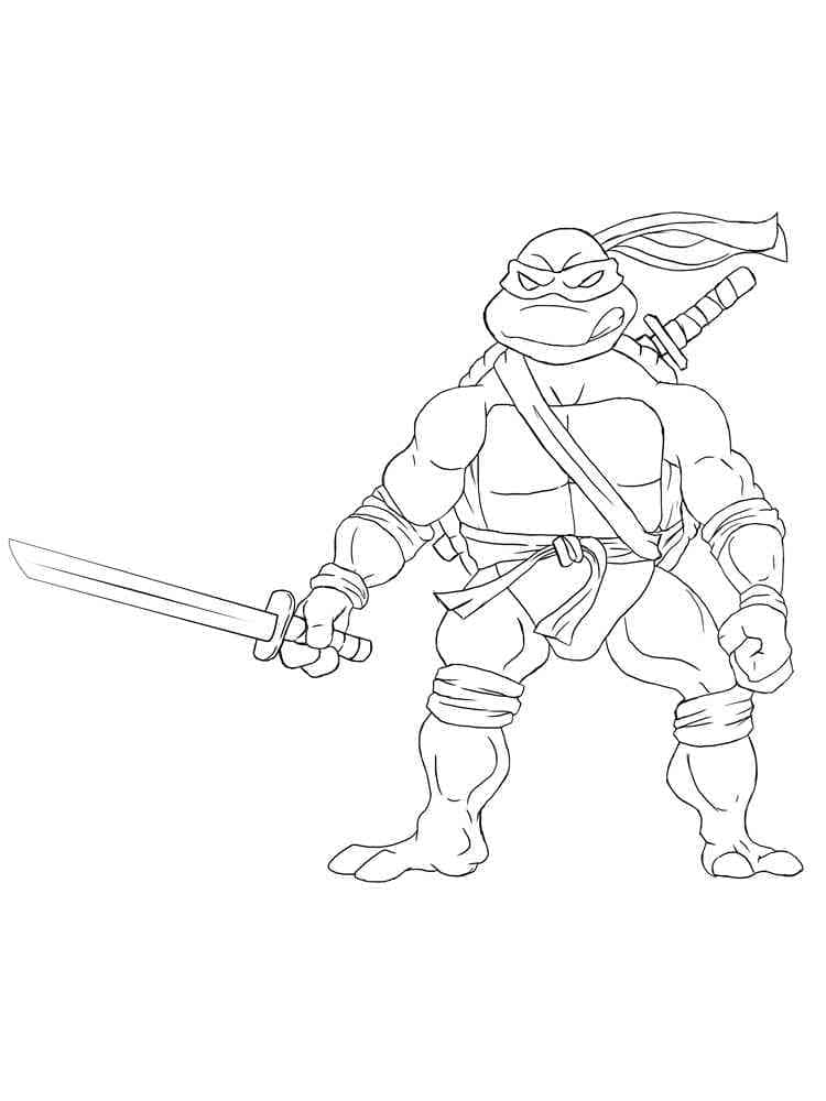 Desenho de Leonardo Tartarugas Ninja Imprimivel para Colorir e Pintar