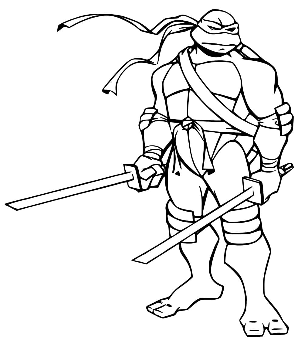 Desenho de Leonardo Tartarugas Ninja para Colorir Pdf e Pintar