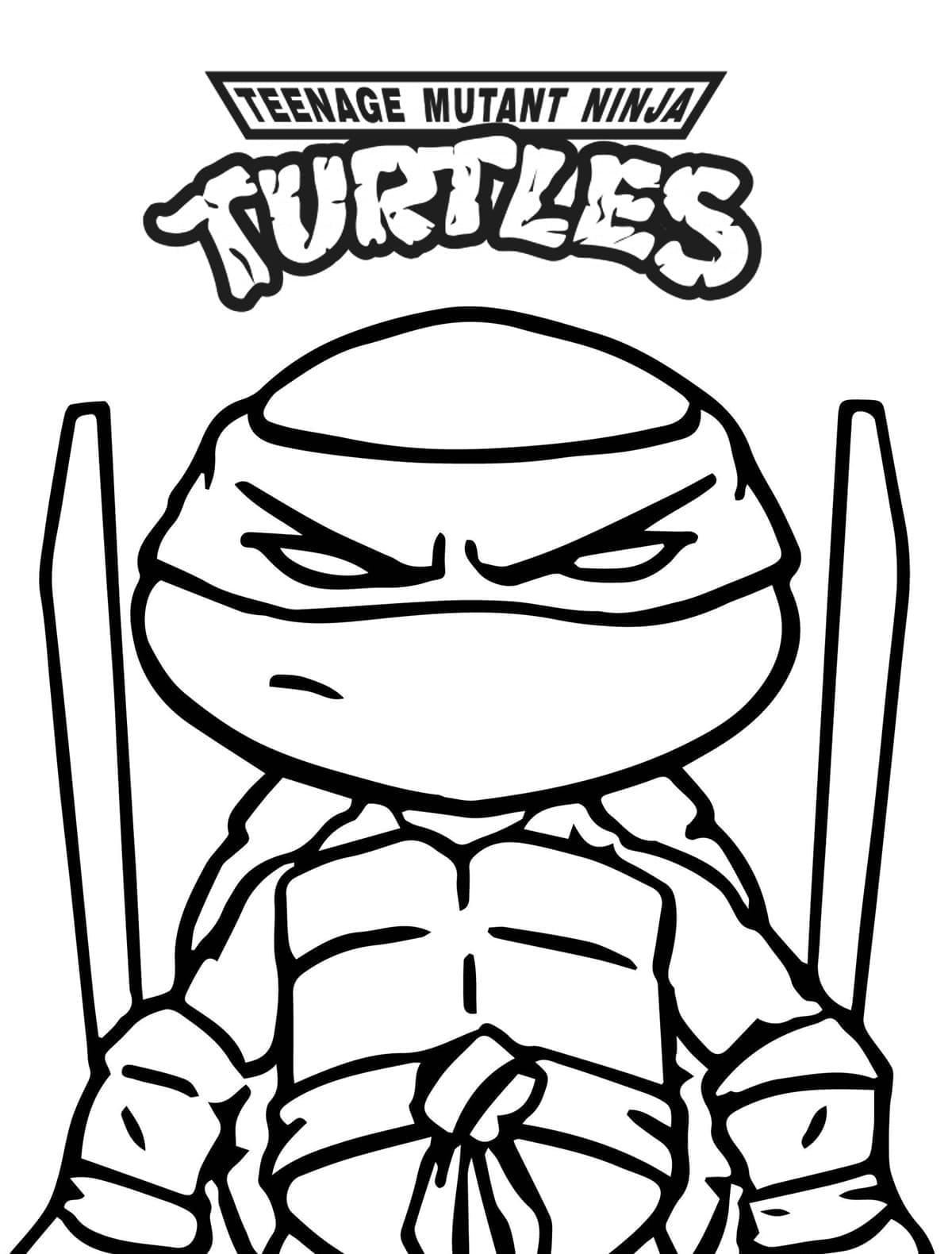 Desenho de Pequeno Leonardo Tartarugas Ninja para Colorir e Pintar