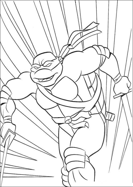 Desenho de Tartarugas Ninja Leonardo Correndo para Colorir e Pintar