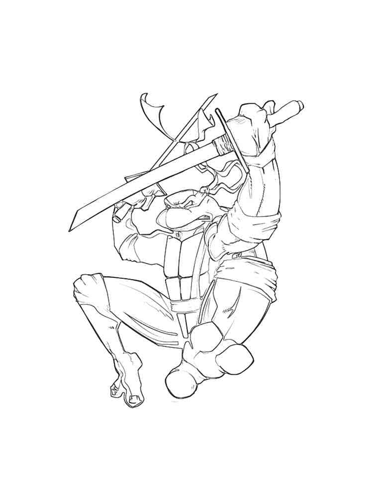 Desenho de Tartarugas Ninja Leonardo para Colorir e Pintar