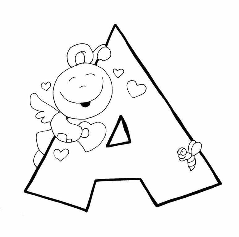 Desenho de Letra a Grátis para Crianças para Colorir e Pintar