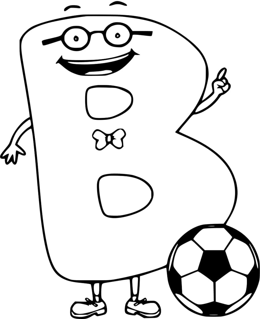 Desenho de Letra B Animada para Colorir e Pintar