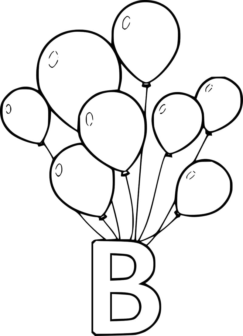 Desenho de Letra B e para Balão para Colorir e Pintar