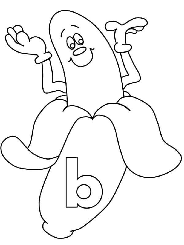 Desenho de Letra B e para Banana para Colorir e Pintar