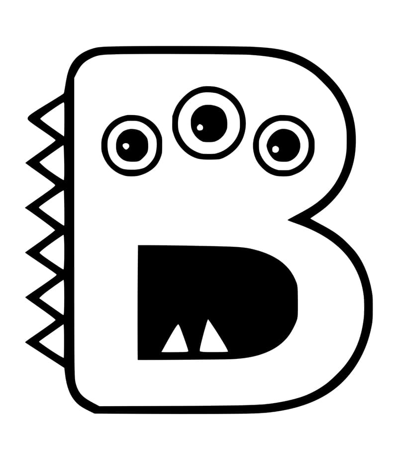 Desenho de Letra B Engracada para Colorir e Pintar