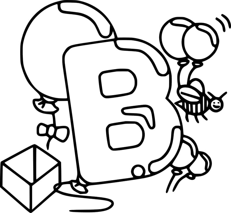 Desenho de Letra B Imprimivel para Colorir e Pintar