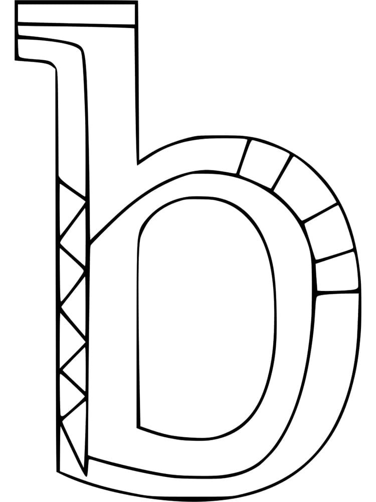 Desenho de Letra B Minúscula para Colorir e Pintar