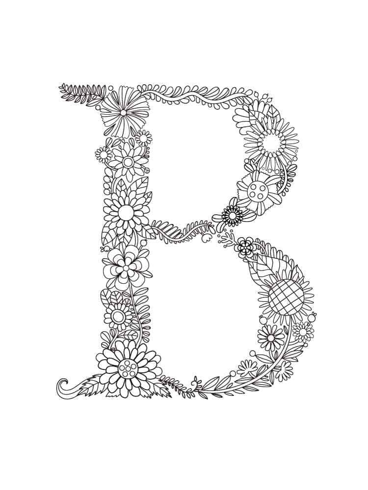 Desenho de Letra B para Crianças de 4 Ano para Colorir e Pintar