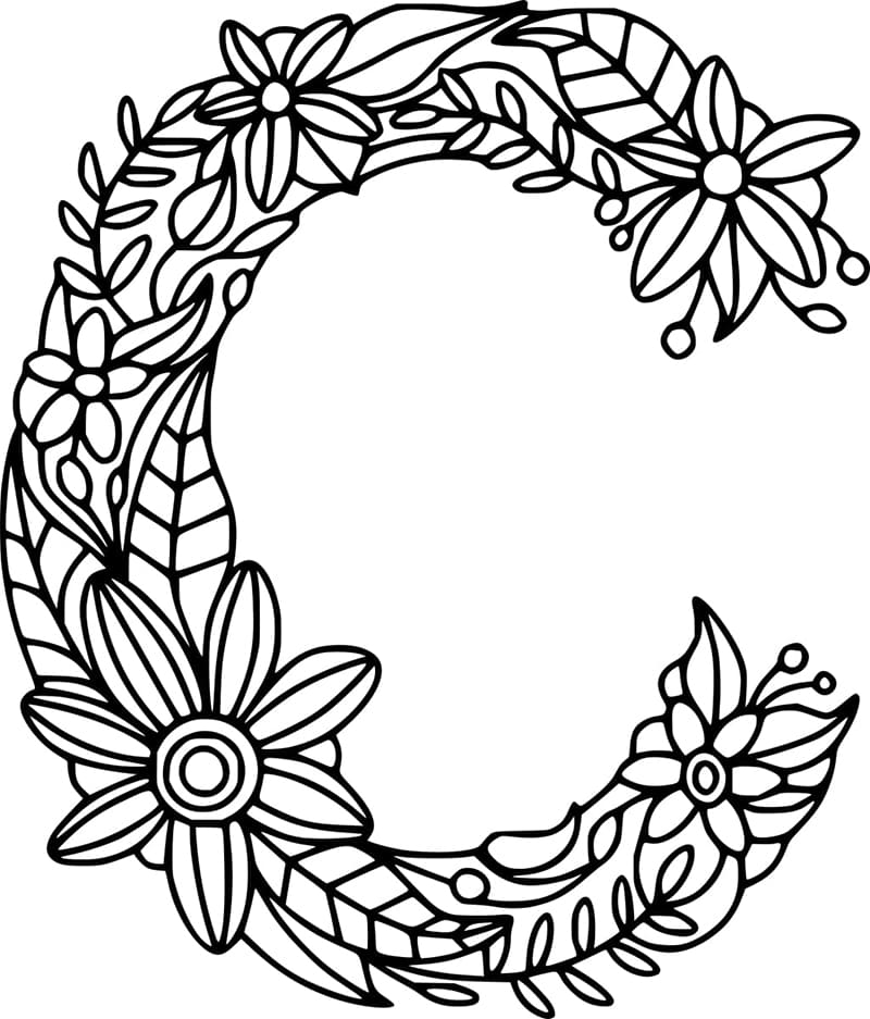 Desenho de Bela Letra C para Colorir e Pintar