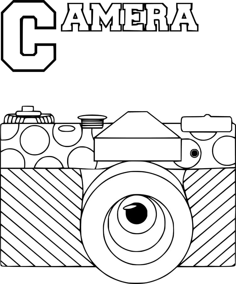 Desenho de Letra C e para Câmera para Colorir e Pintar