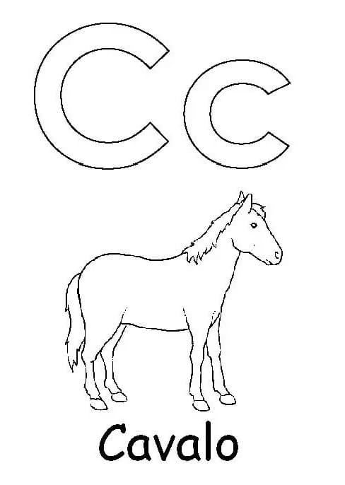 Desenho de Letra C e para Cavalo para Colorir e Pintar