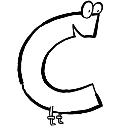 Desenho de Letra C Engracada para Colorir e Pintar