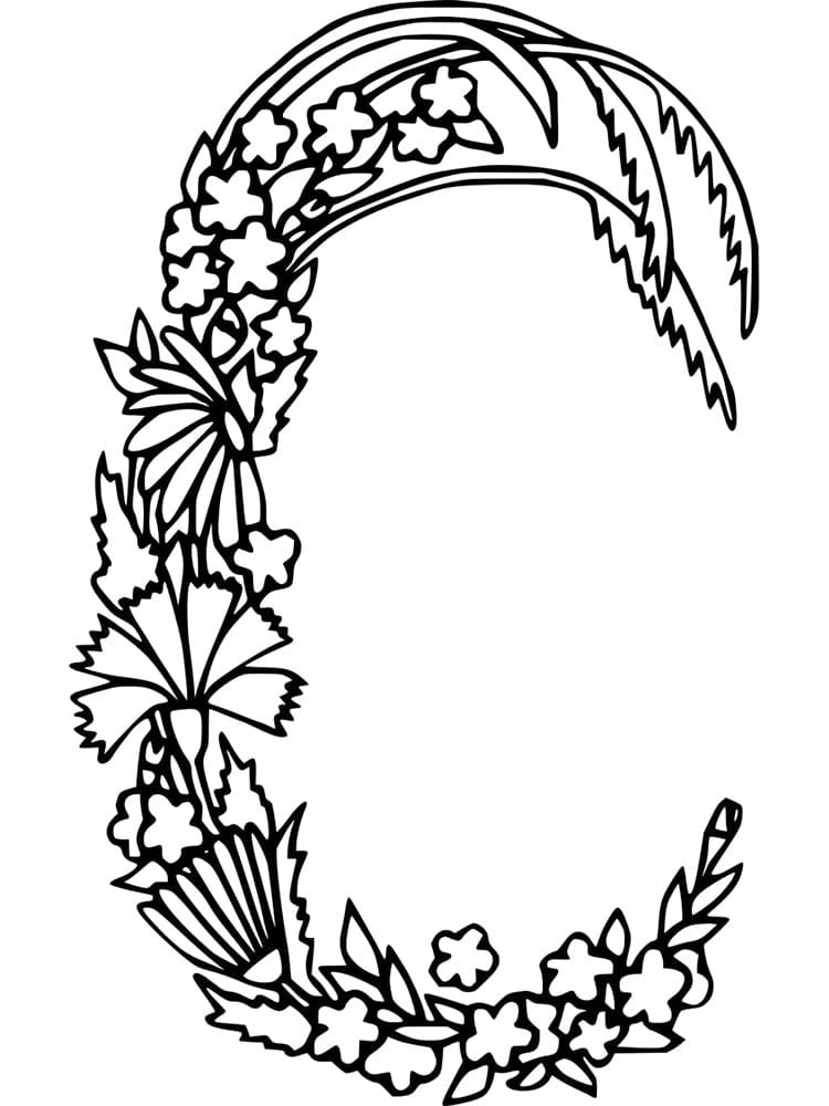 Desenho de Letra C Imprimivel para Colorir e Pintar