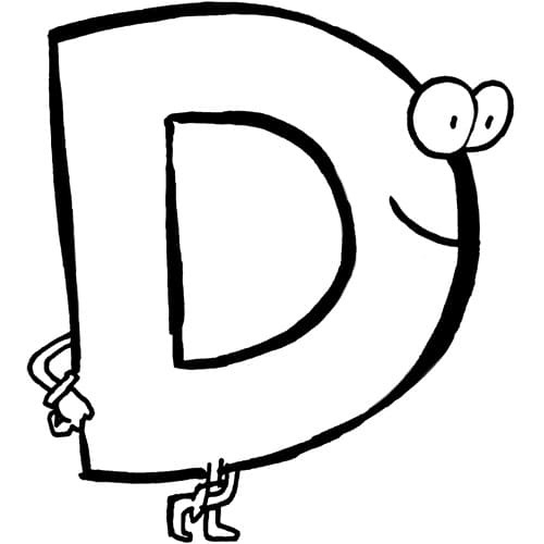Desenho de Letra D Engracada para Colorir e Pintar
