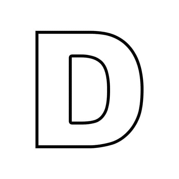 Desenho de Letra D Fácil para Colorir e Pintar