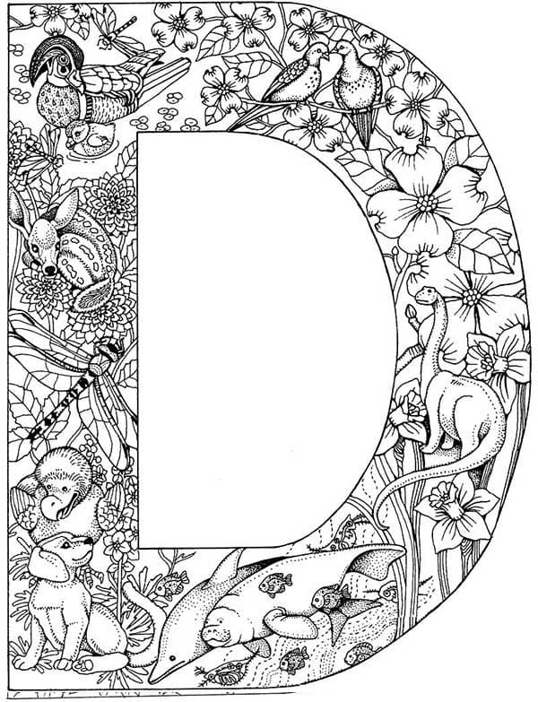 Desenho de Letra D Incrível para Colorir e Pintar