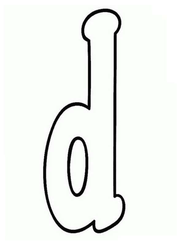 Desenho de Letra D Minúscula para Colorir e Pintar
