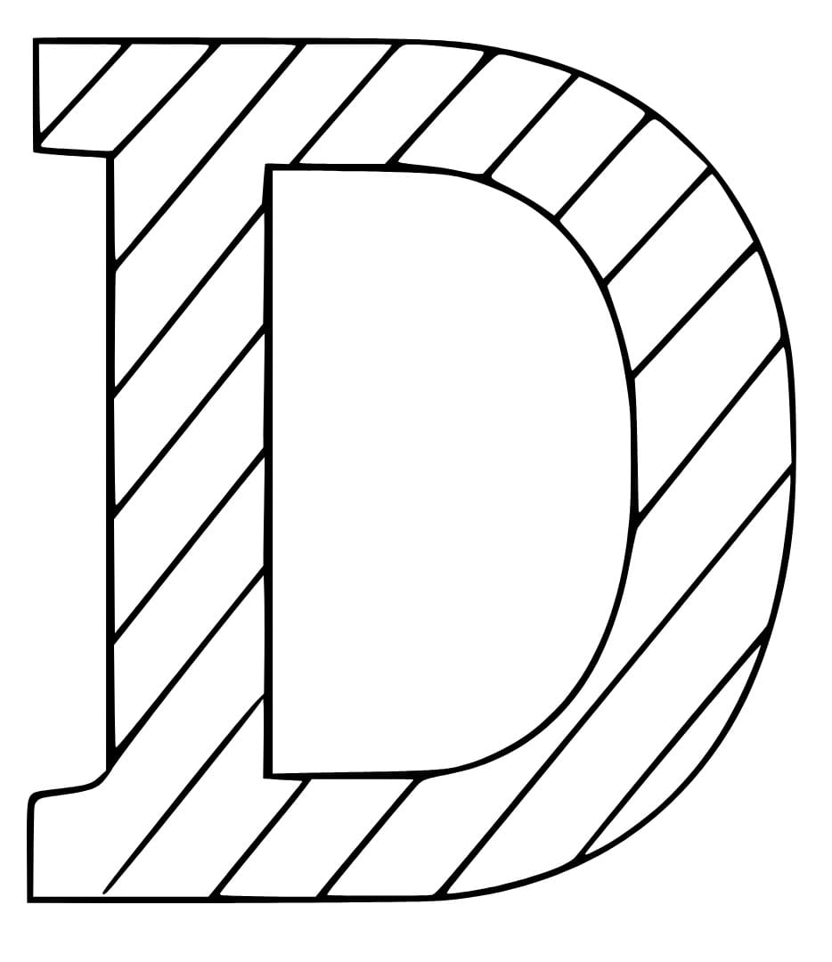 Desenho de Letra D Muito Fácil para Colorir e Pintar