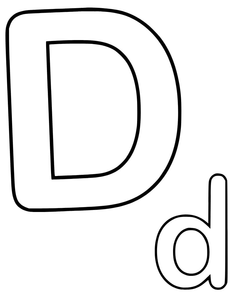 Desenho de Letra D Muito Simples para Colorir e Pintar