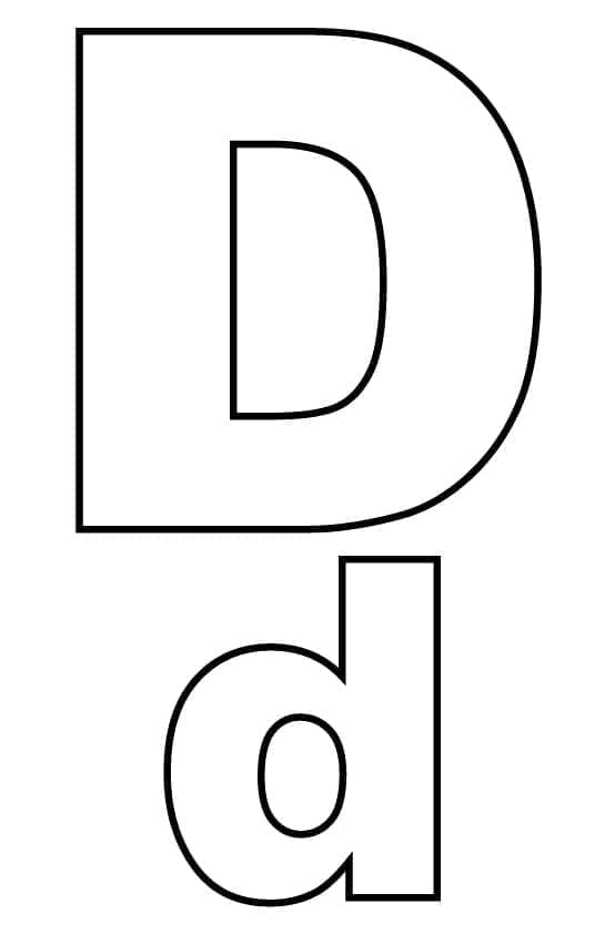 Desenho de Letra D Simples para Colorir e Pintar