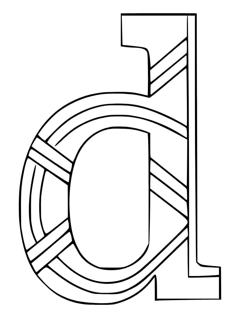 Desenho de Pequena Letra D para Colorir e Pintar