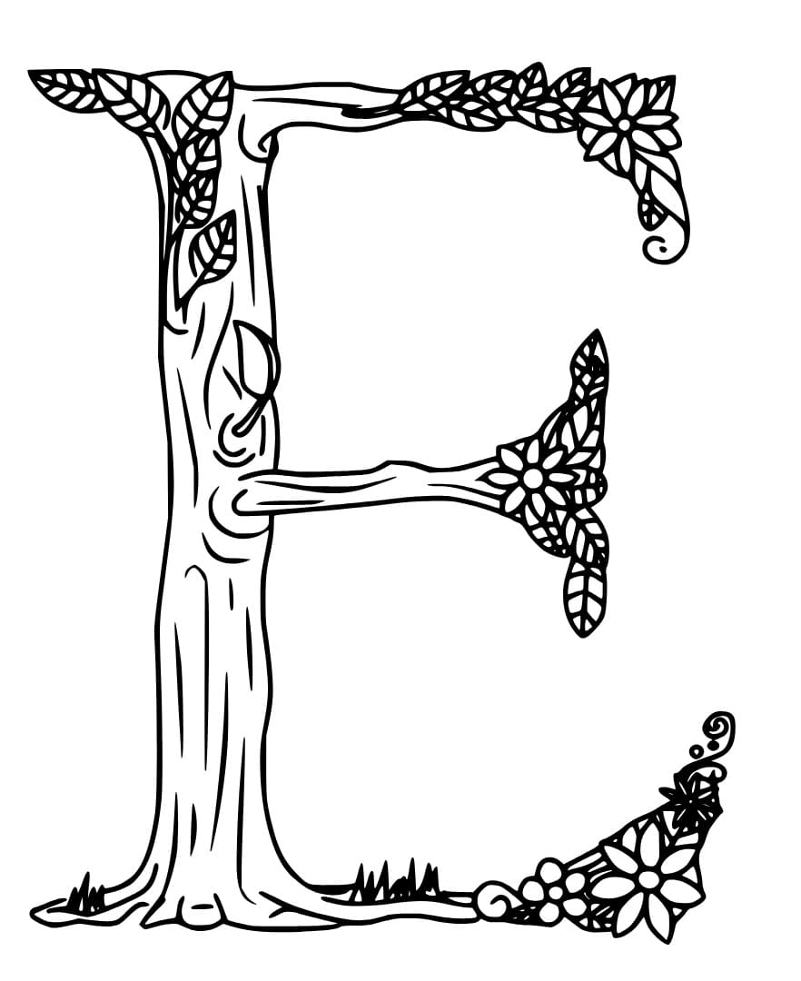 Desenho de Letra e Grátis para Colorir e Pintar