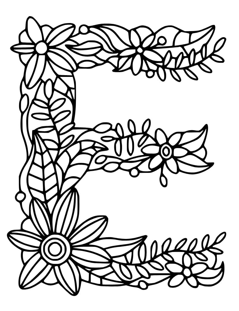 Desenho de Letra e para Crianças para Colorir e Pintar