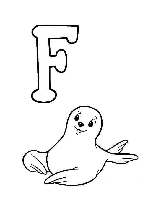 Desenho de Letra F e para Focá para Colorir e Pintar