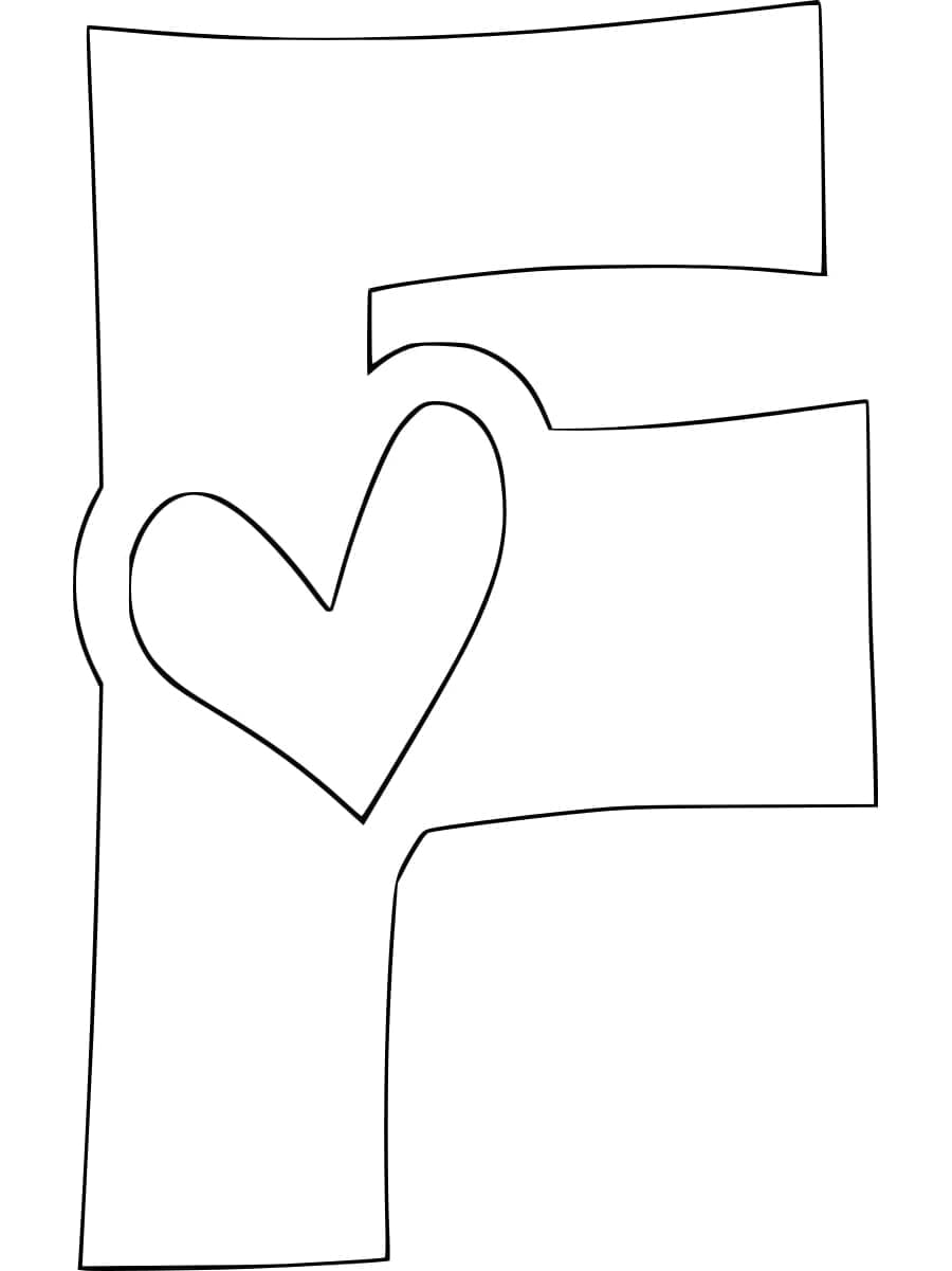 Desenho de Letra F Fácil para Colorir e Pintar