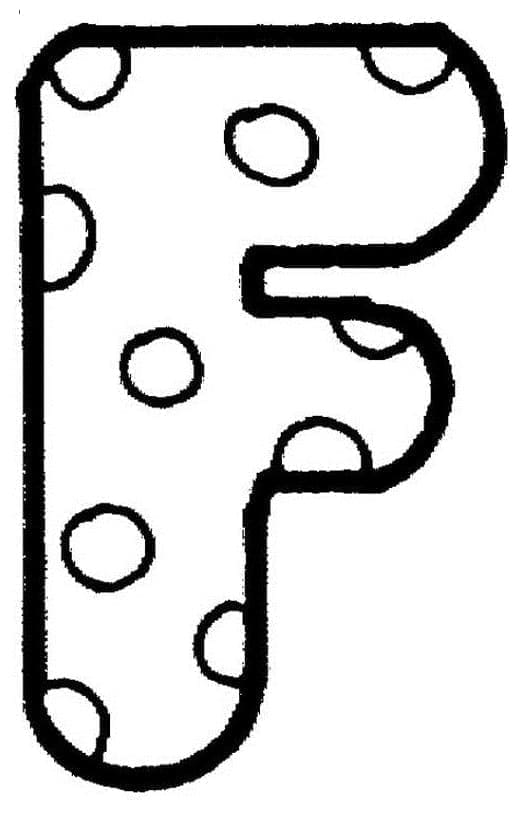 Desenho de Letra F Fofa para Colorir e Pintar