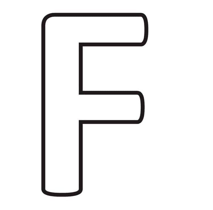 Desenho de Letra F Perfeita para Colorir e Pintar