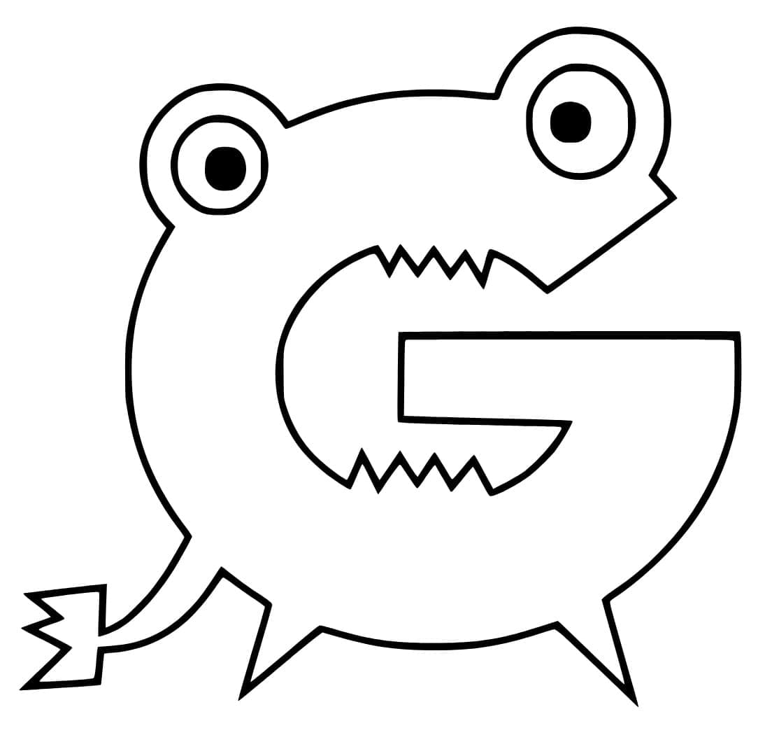 Desenho de Letra G Engracada para Colorir e Pintar
