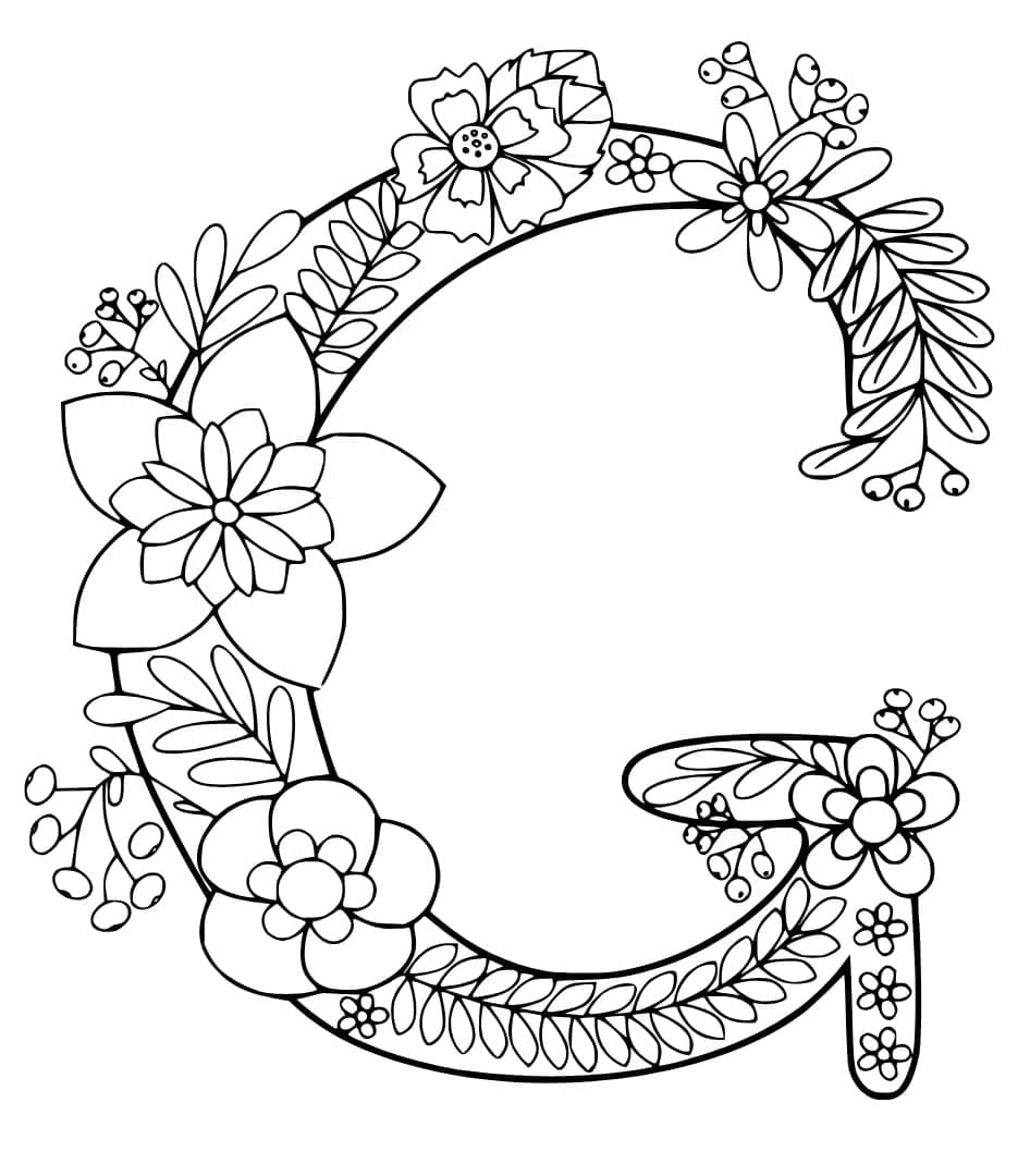 Desenho de Linda Letra G para Colorir e Pintar