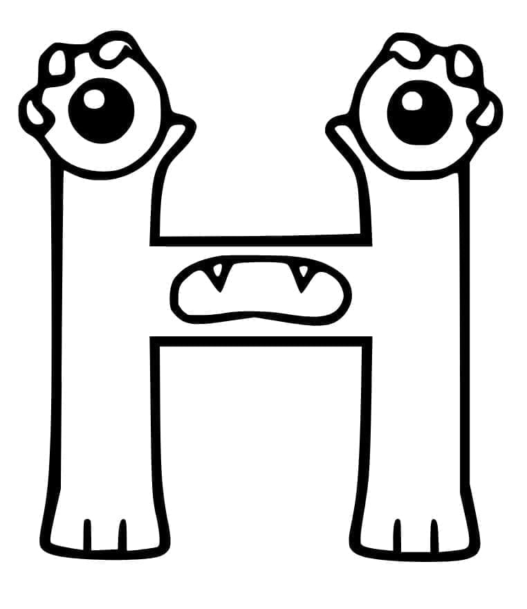 Desenho de Letra H Engracada para Colorir e Pintar