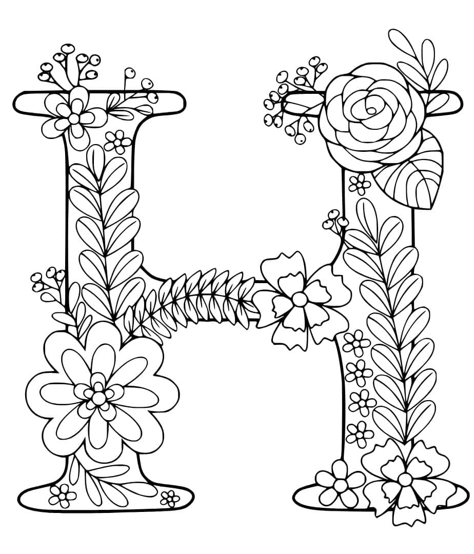 Desenho de Linda Letra H para Colorir e Pintar